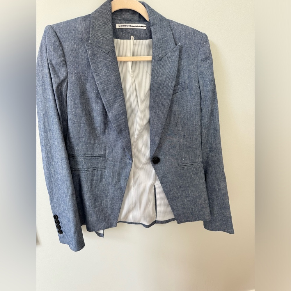 Veronica beard linen jean blazer